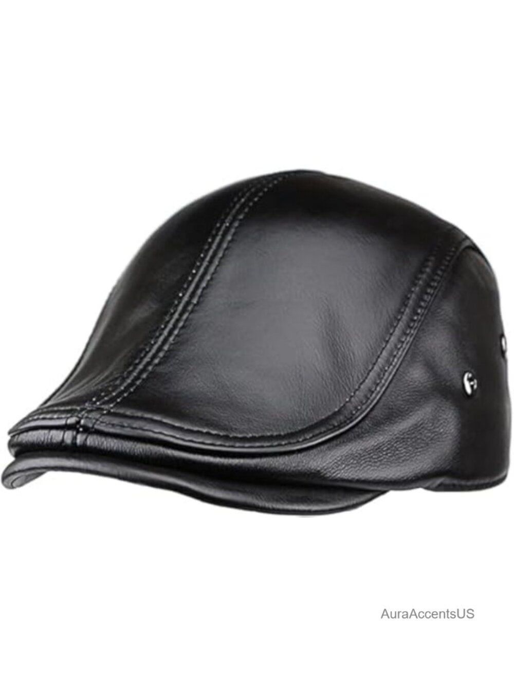 Genuine Cowhide Leather Newsboy Cap Adjustable Beret Flat Ivy Golf Hat